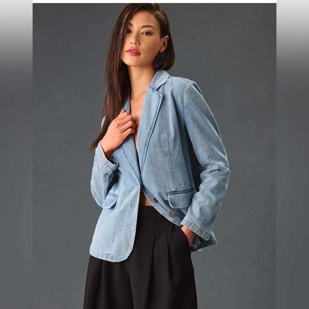 Anthropolgie - Women's Light Blue Denim Blazer